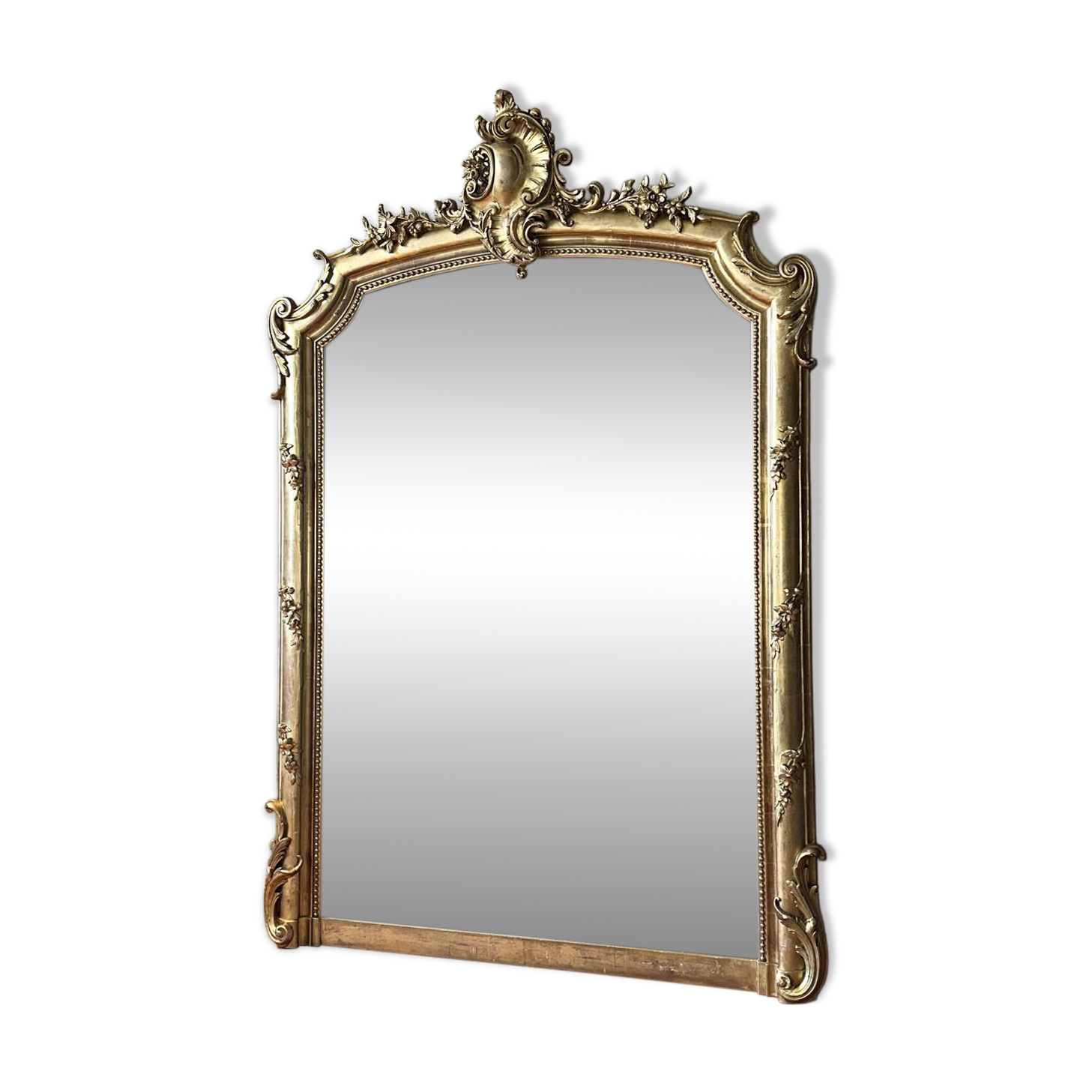 19th-century gilded antique pediment mirror