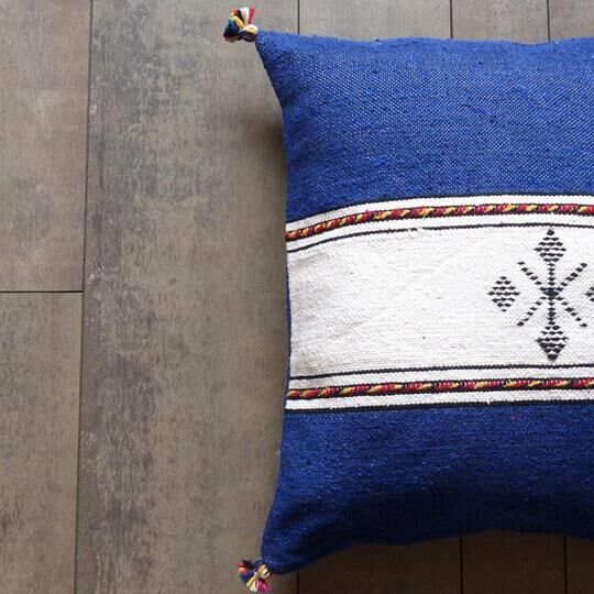 Moroccan berber cushion blue and white