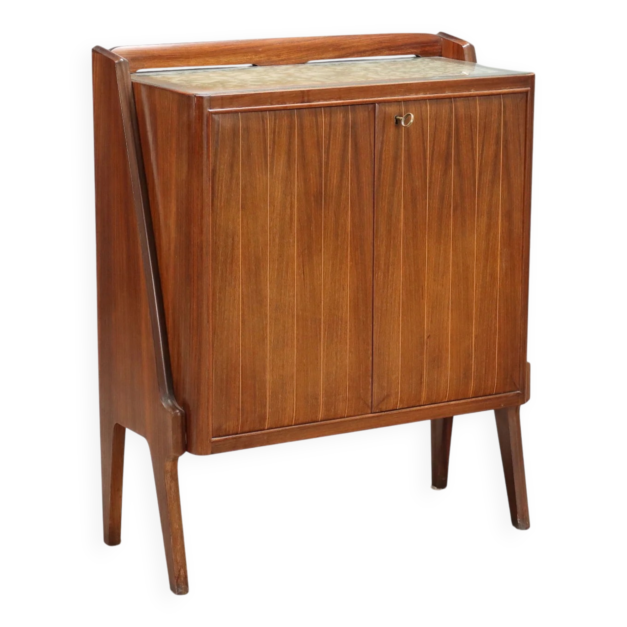 Vintage buffet in exotic wood veneer, 1950s-1960s design.