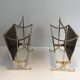 Pair of mahogany and brass magazine racks. Maison Jansen