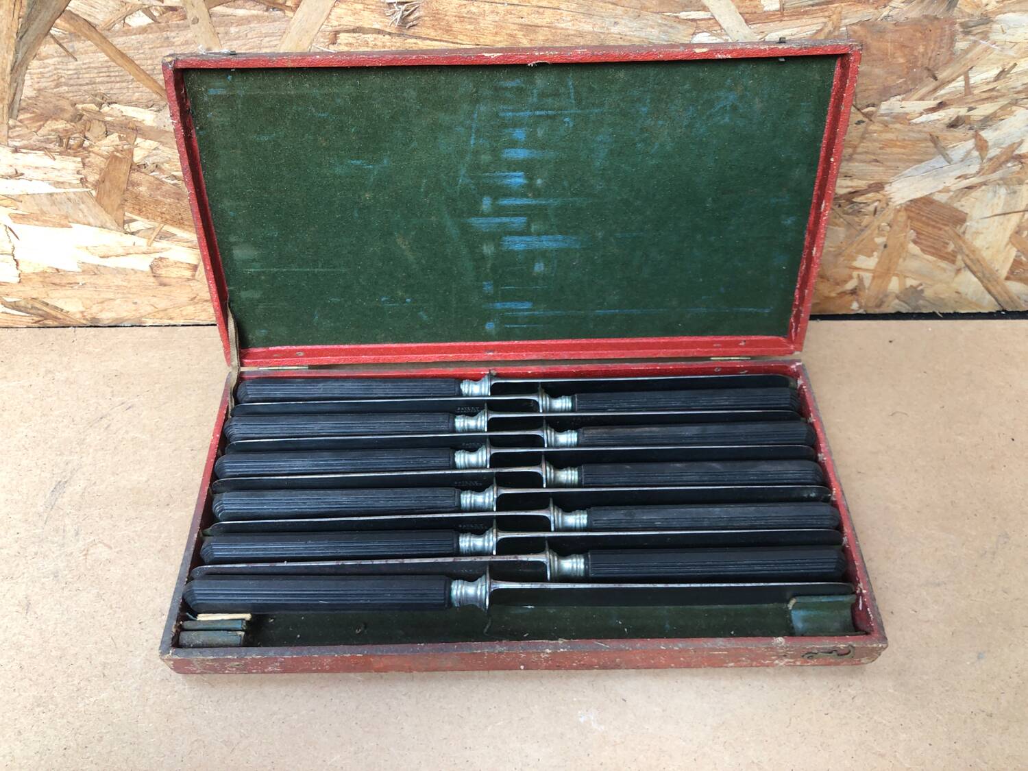 Series 11 old bailly langres knives vintage blackened horn handles