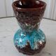 Vase brown and blue 70s Vallauris