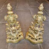Chenets en bronze doré, XIXe siècle