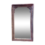 Miroir Inde Rajasthan dans un ancien encadrement  en bois de Teck 18ème superbe usure et patine