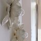 Pair of applique wall flower in white metal of the 1970s