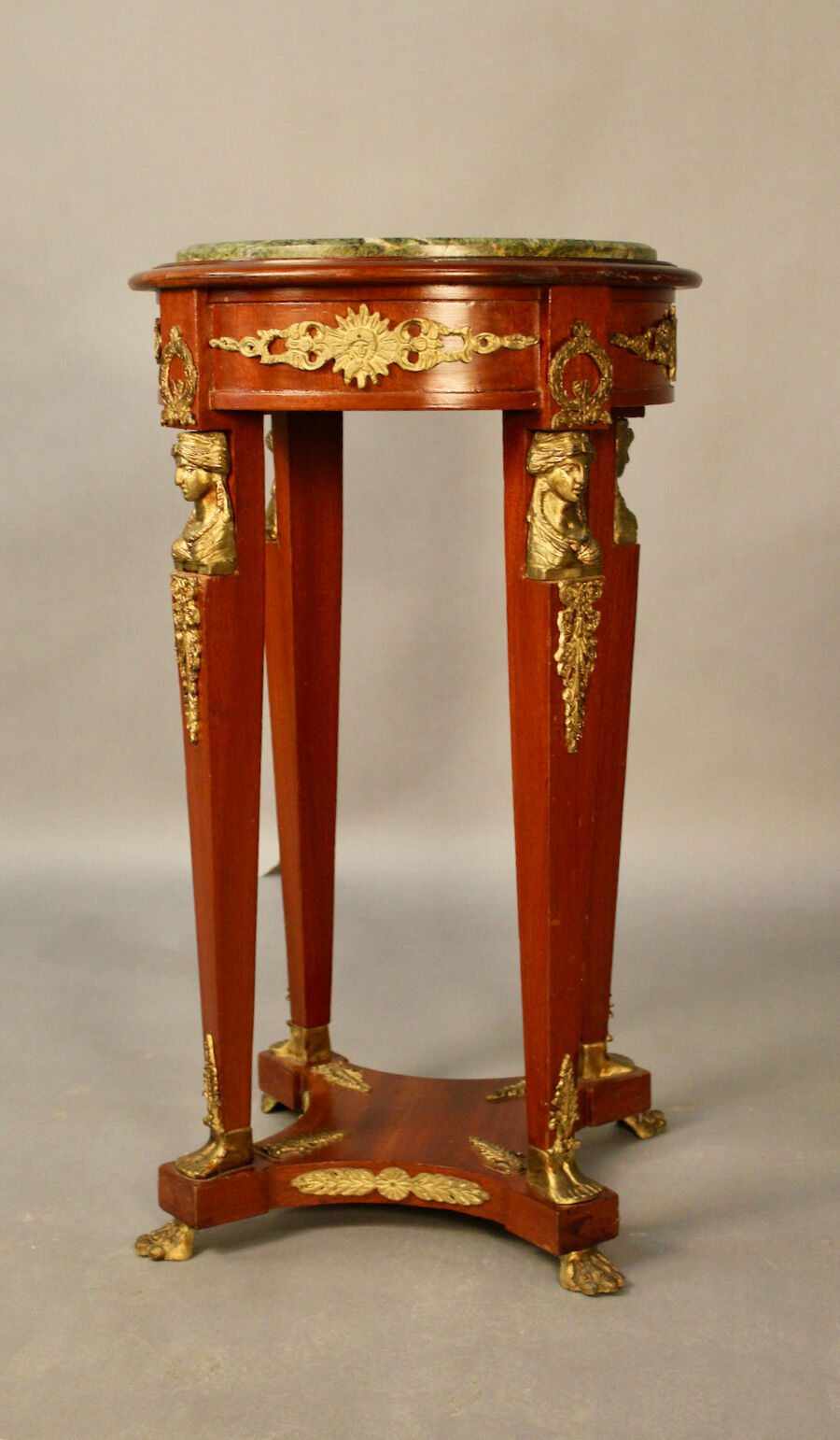 Empire style pedestal table with green marble