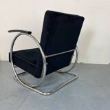 Bauhaus Art Deco Streamline Tubular Steel Lounge Chair by Jan Schröfer for Ahrend De Cirkel, 1920s