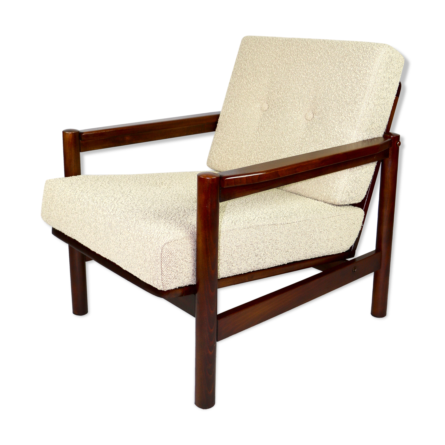 Beige boucle vintage armchair, 1970s