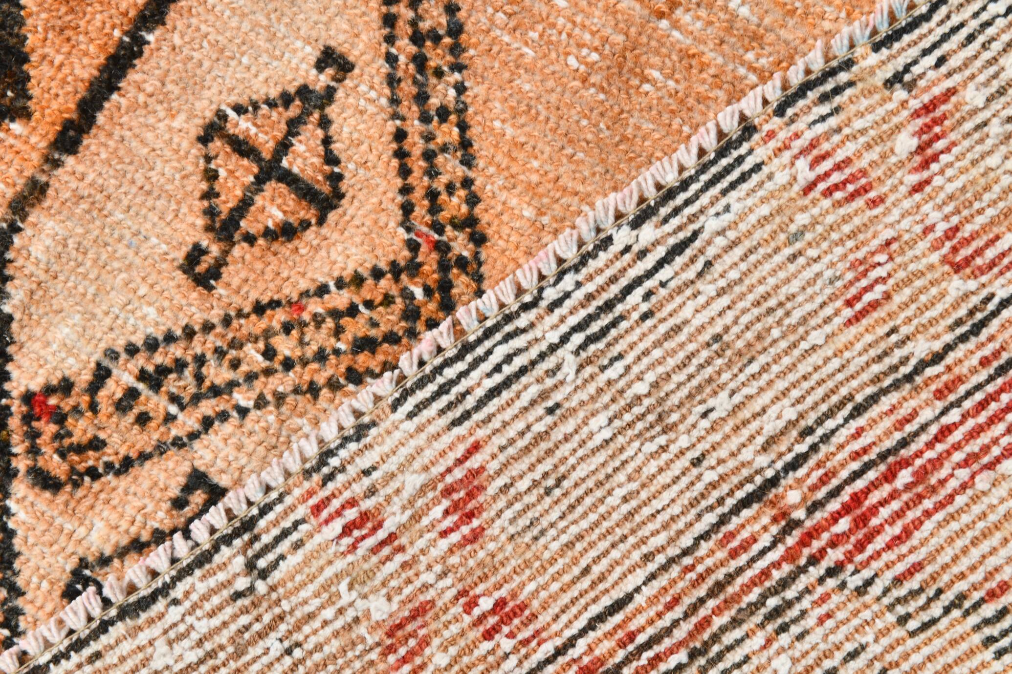 3x10 Peach Orange Handmade Wool Runner Rug, 81x293Cm