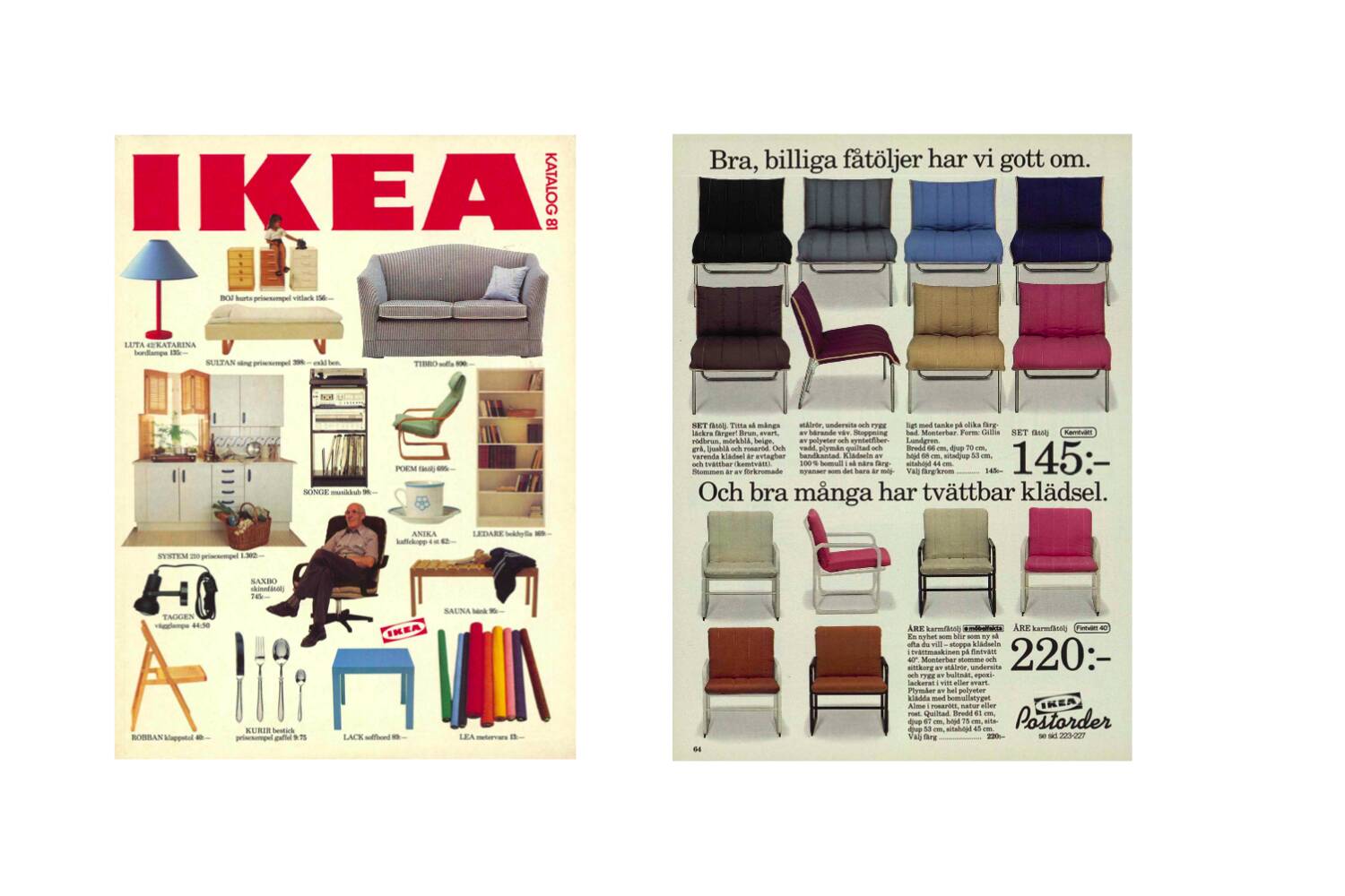 Chaises longues en cuir noir patchwork suédoises modernes du milieu du siècle d'IKEA