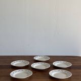 Set of 6 large soup plates with blue flower frieze pattern