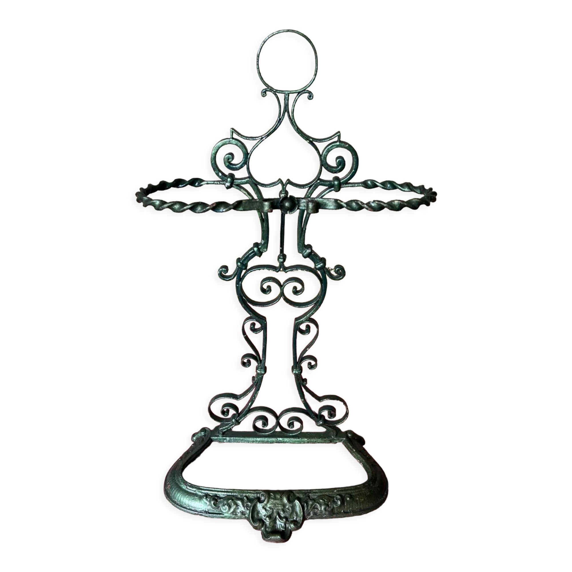Umbrella stand in enameled cast iron and vintage iron