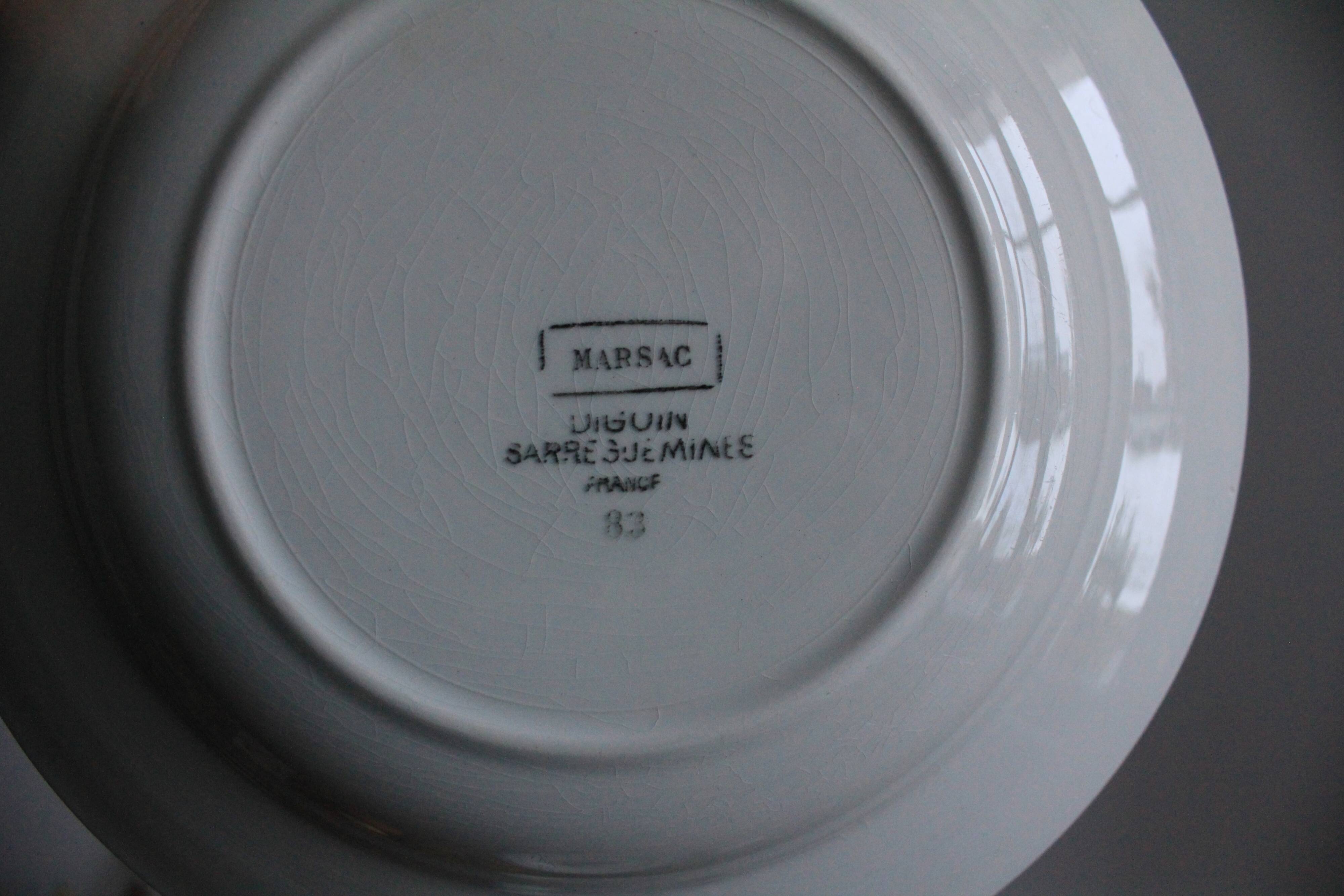 Set of 2 deep plates Digoin Sarreguemines model Marsac