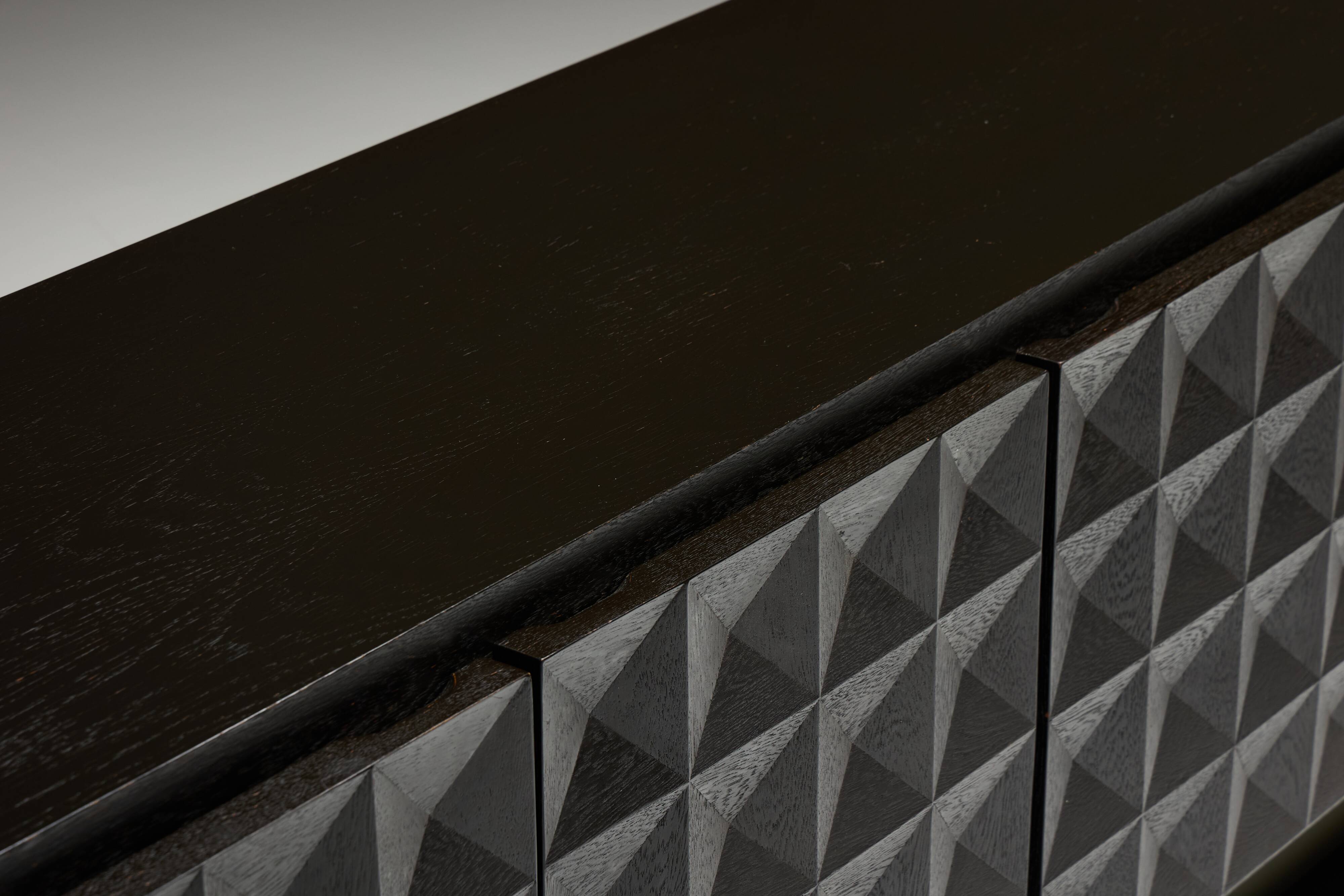 Brutalist Sideboard by De Coene in Stained Oak, Belgium, 1970s