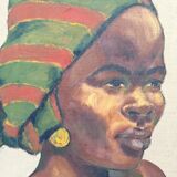 Orientalist portrait of an African woman by stone Alauzun 1950s