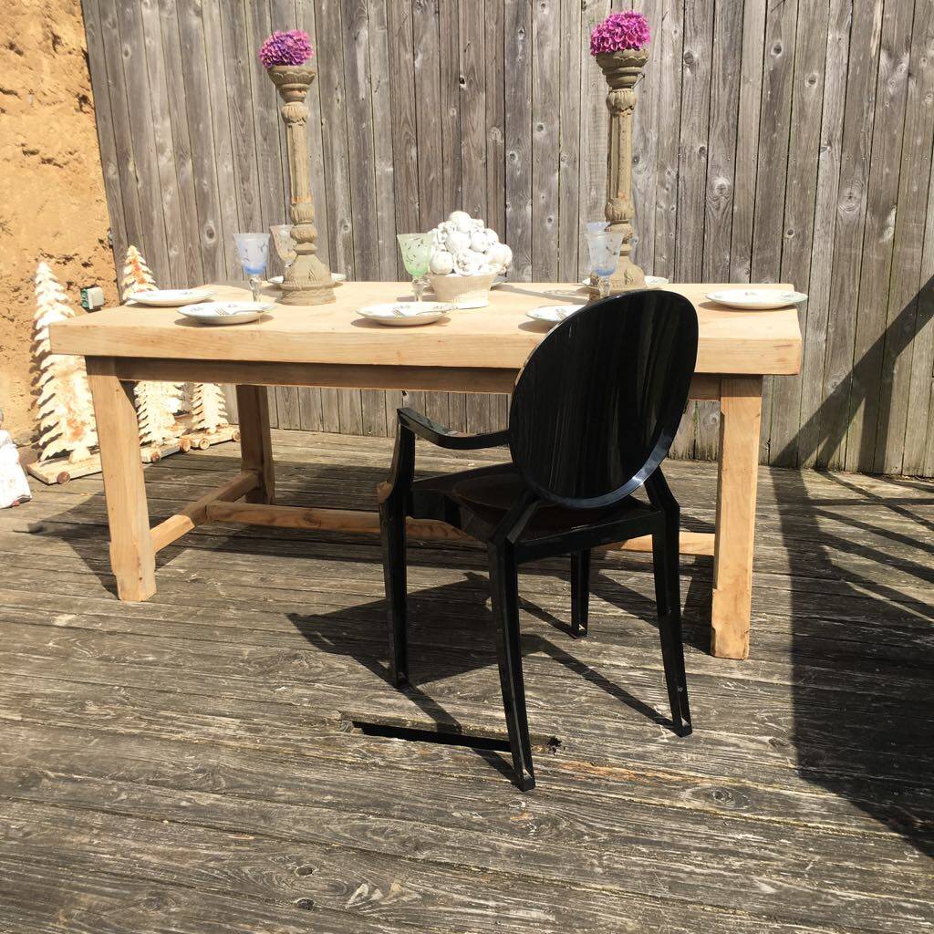Solid raw wood farm table