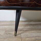 1960s chest of drawers in mahogany and lacquered mahogany with blue glass