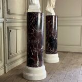 Pair of columns in levanto marble and carrara white circa 1990