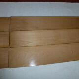 Vintage thong wall shelf, wood and black lace-up metal