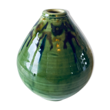 Signed ceramic green vase