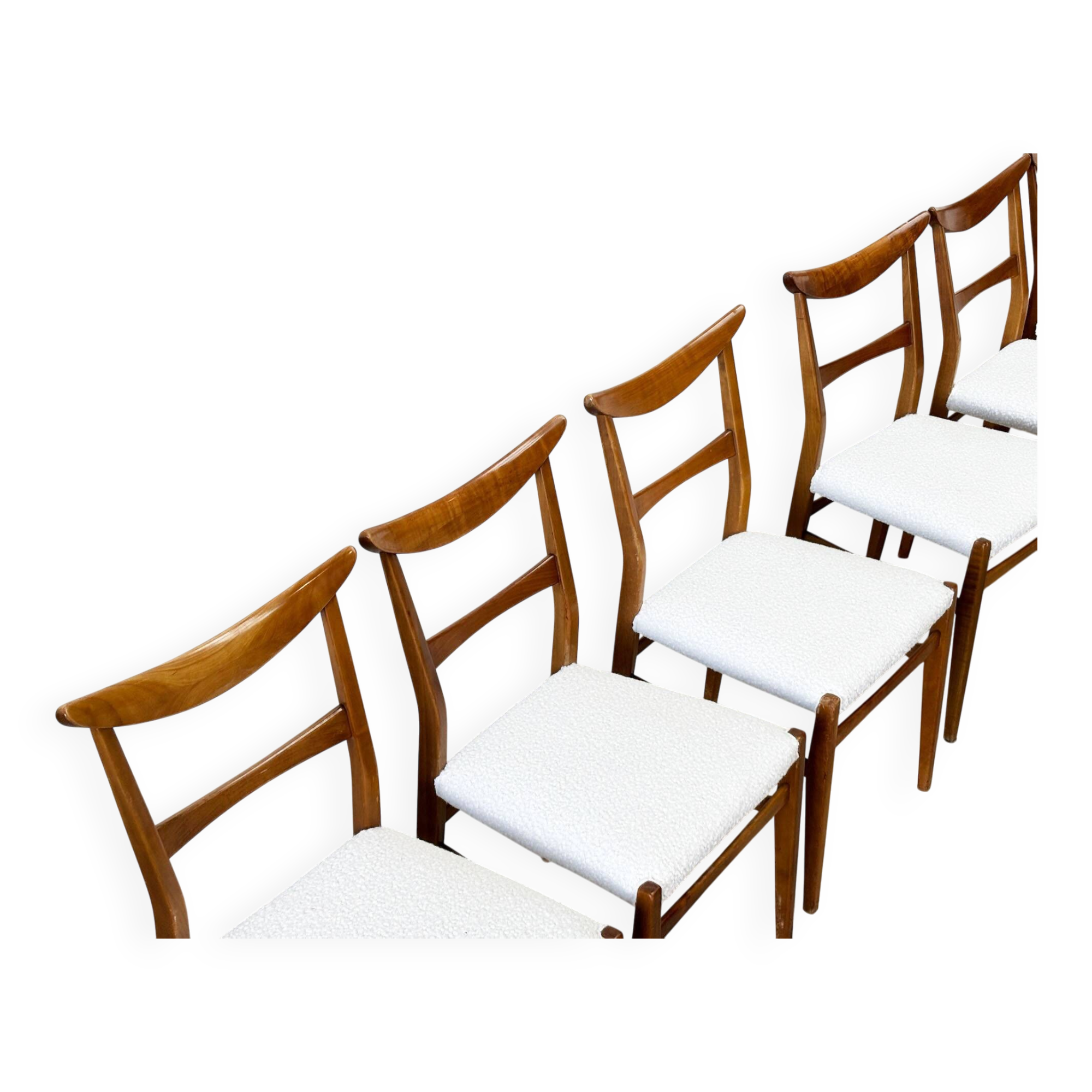 Set of six walnut Lübke dining chairs