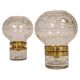 Pair of solid clear crystal candlesticks in modern Scandinavian style Orrefors Sweden
