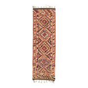 1970s Vintage Turkish Hand-Knotted Wool Cotton Orange Runner Rug 100x322