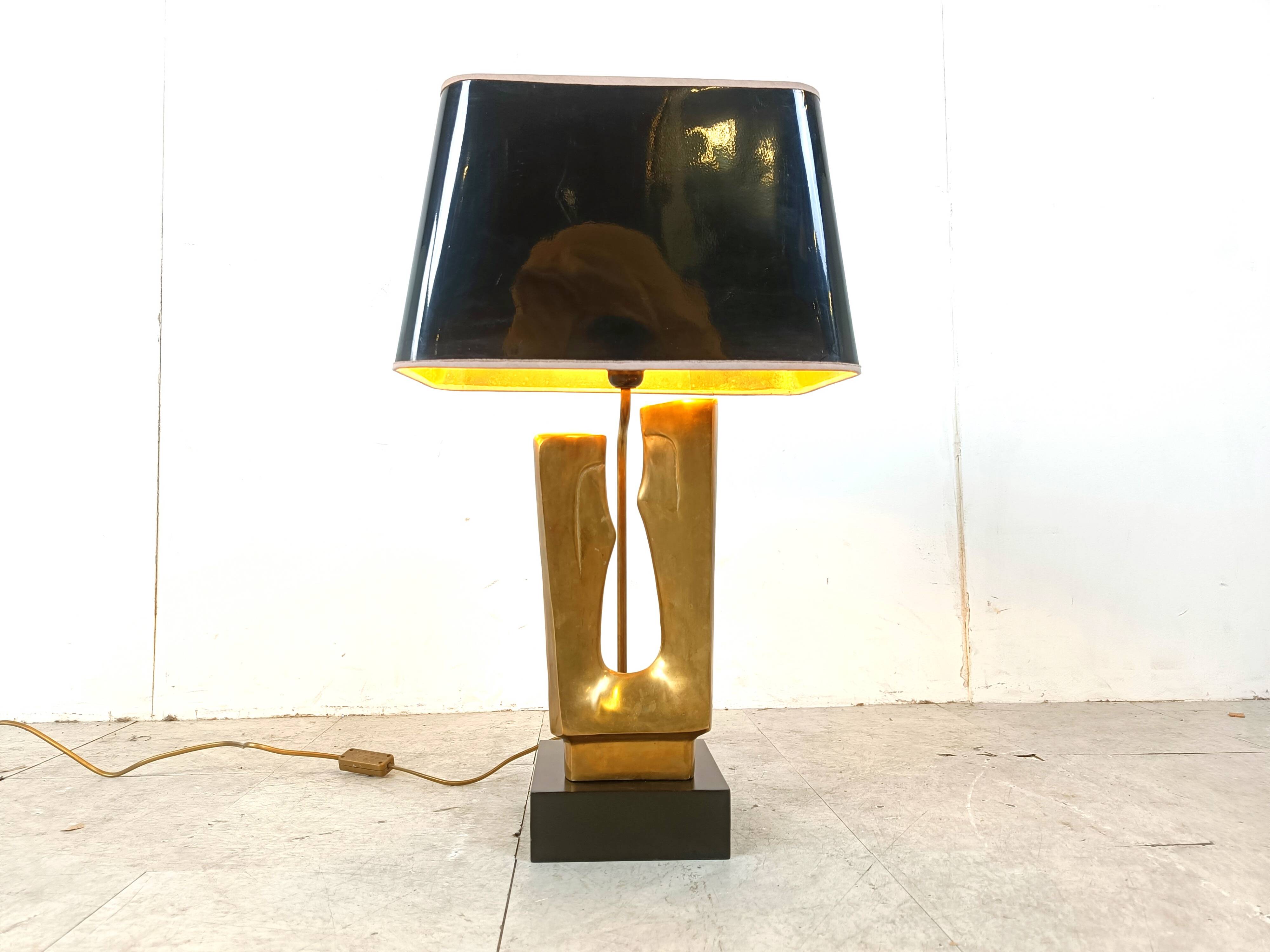 Mid century brass leaf table lamp, 1970s