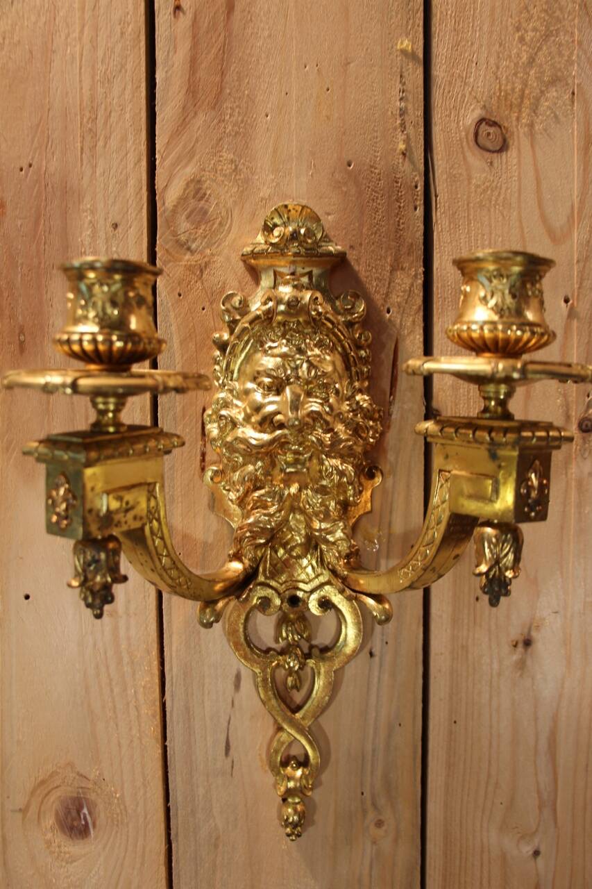 pair of gilt bronze wall lights signed by Etienne Giraud in Lyon