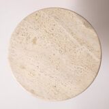 Table d'appoint/table basse ronde postmoderne en travertin, Italie, années 1980