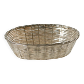 Small woven basket in silver-plated metal, 1930.
