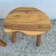 4 Vintage tripod stools, solid wood, brutalist, circa 1960