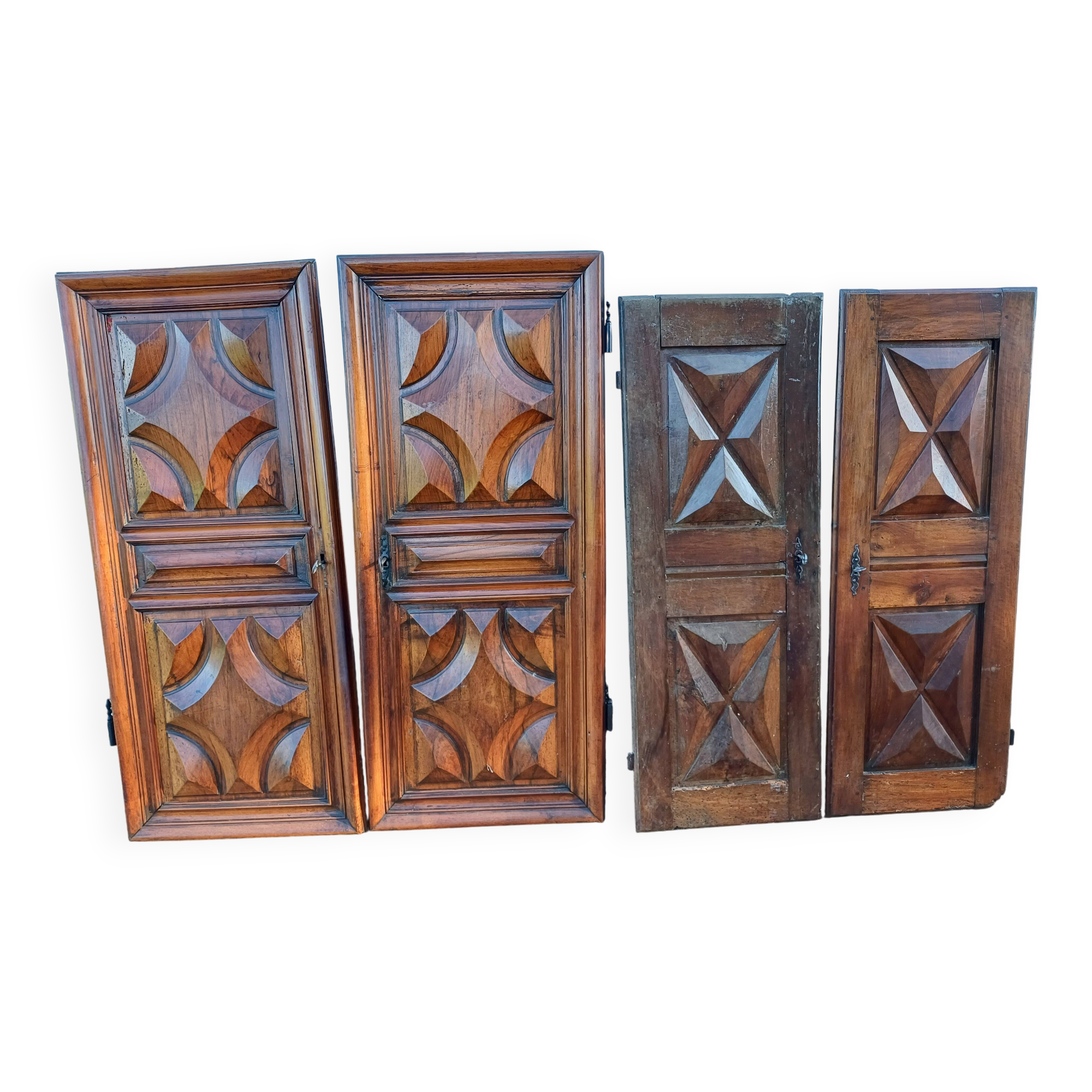 2 pairs of 19th century walnut doors