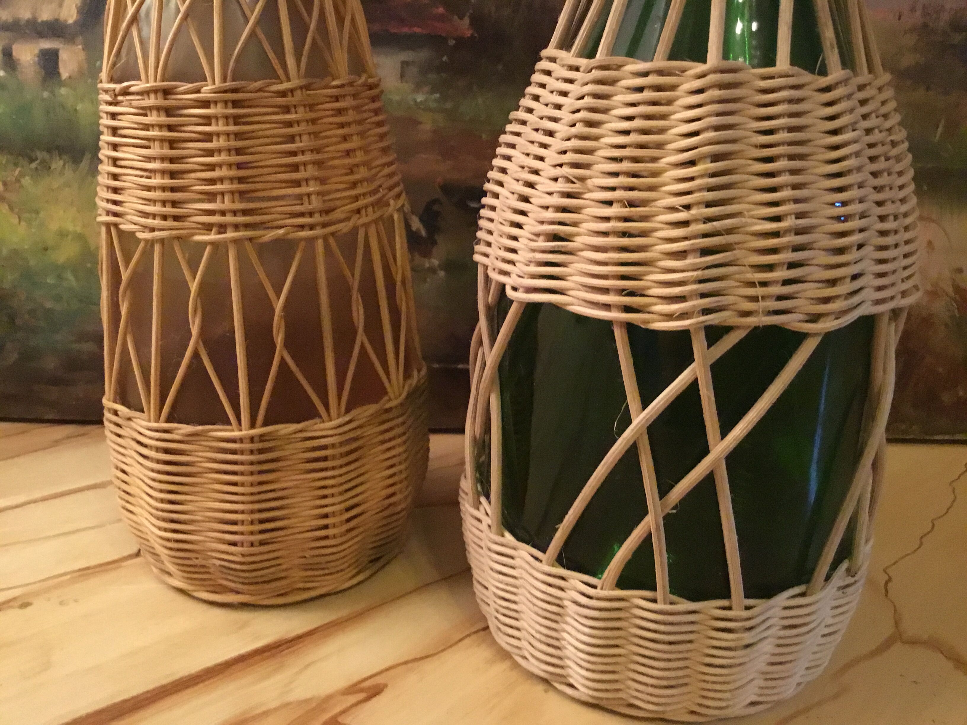 Vintage rattan bottle