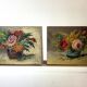 Petite huile sur panneau XXème, Chrysanthèmes