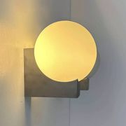 Pair of vintage wall lights, brushed metal and opaline, France 1970