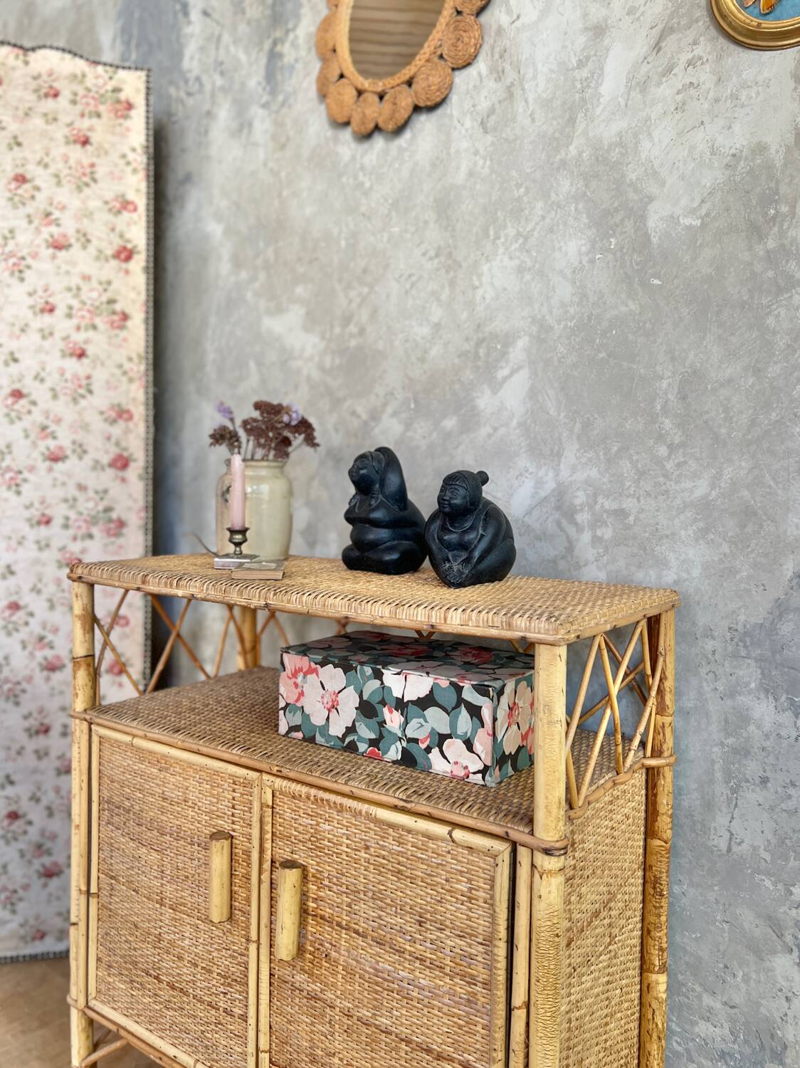 Vintage rattan sideboard