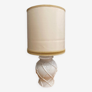Hollywood Regency style bamboo lamp 1970 white ceramic