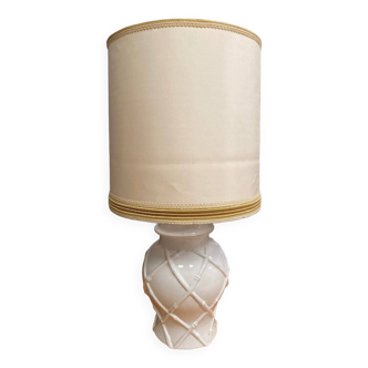 Hollywood Regency style bamboo lamp 1970 white ceramic