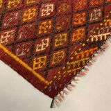 Vintage turkish mini kilim 100x51 cm shabby wool small kelim rug black,red