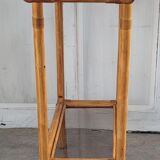 Rattan console and smoked glass Roche Bobois, from the 70s
