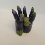 6 knives + their support in the shape of an eggplant vegetable