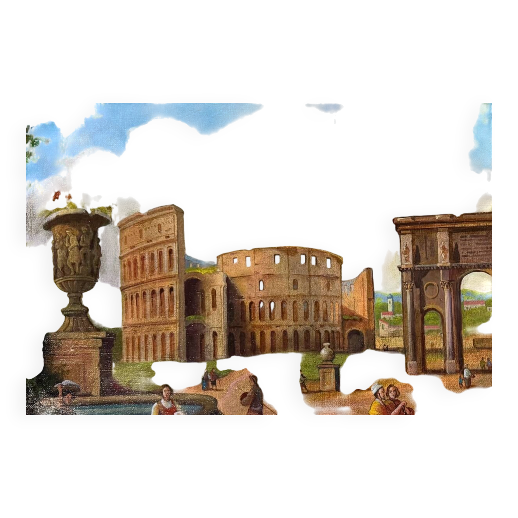 "The forum", a naive and romantic vision of Roman ruins, Italy, 19th century.