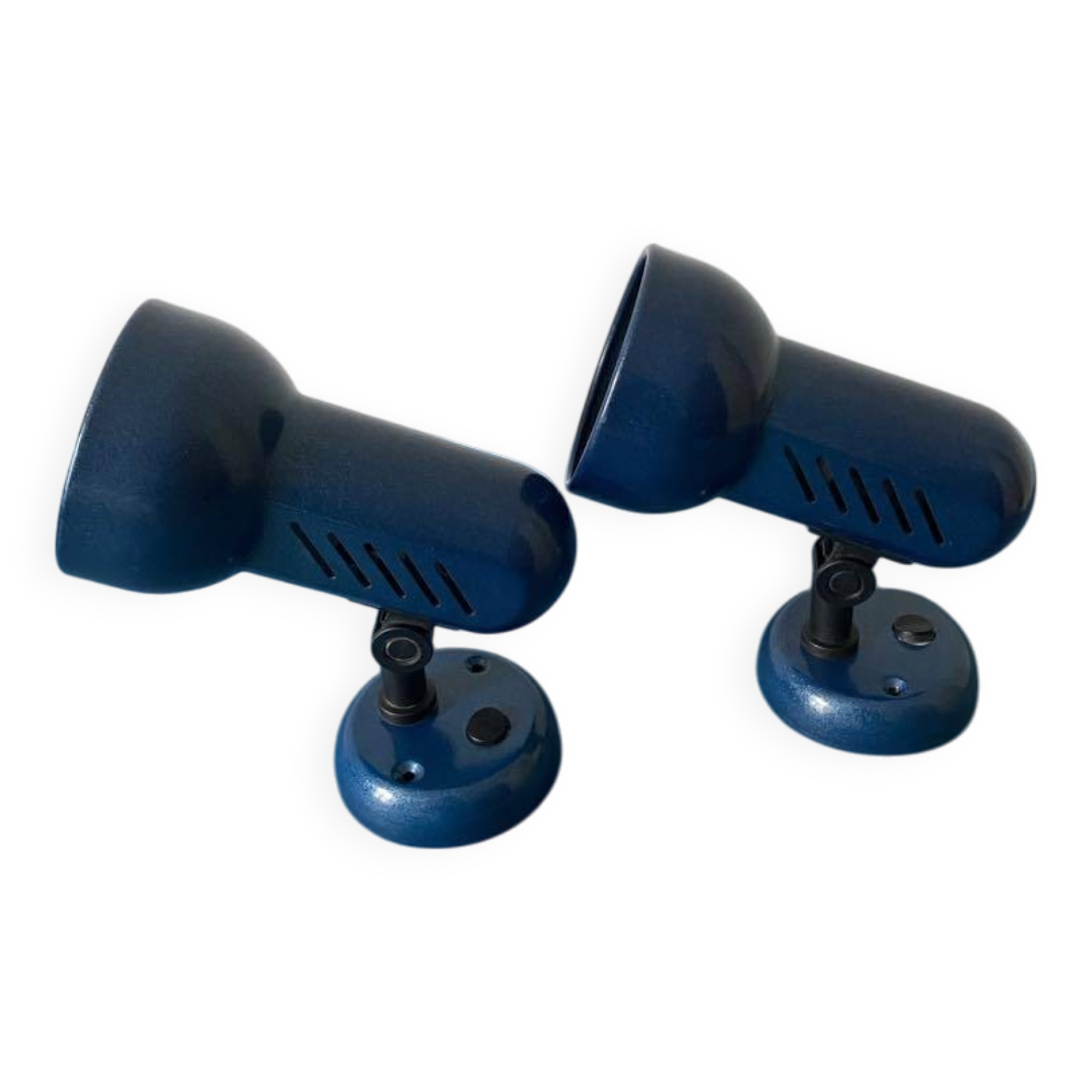 Metallic blue wall lights