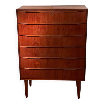Vintage Scandinavian high chest of drawers in teak "Rigmor"