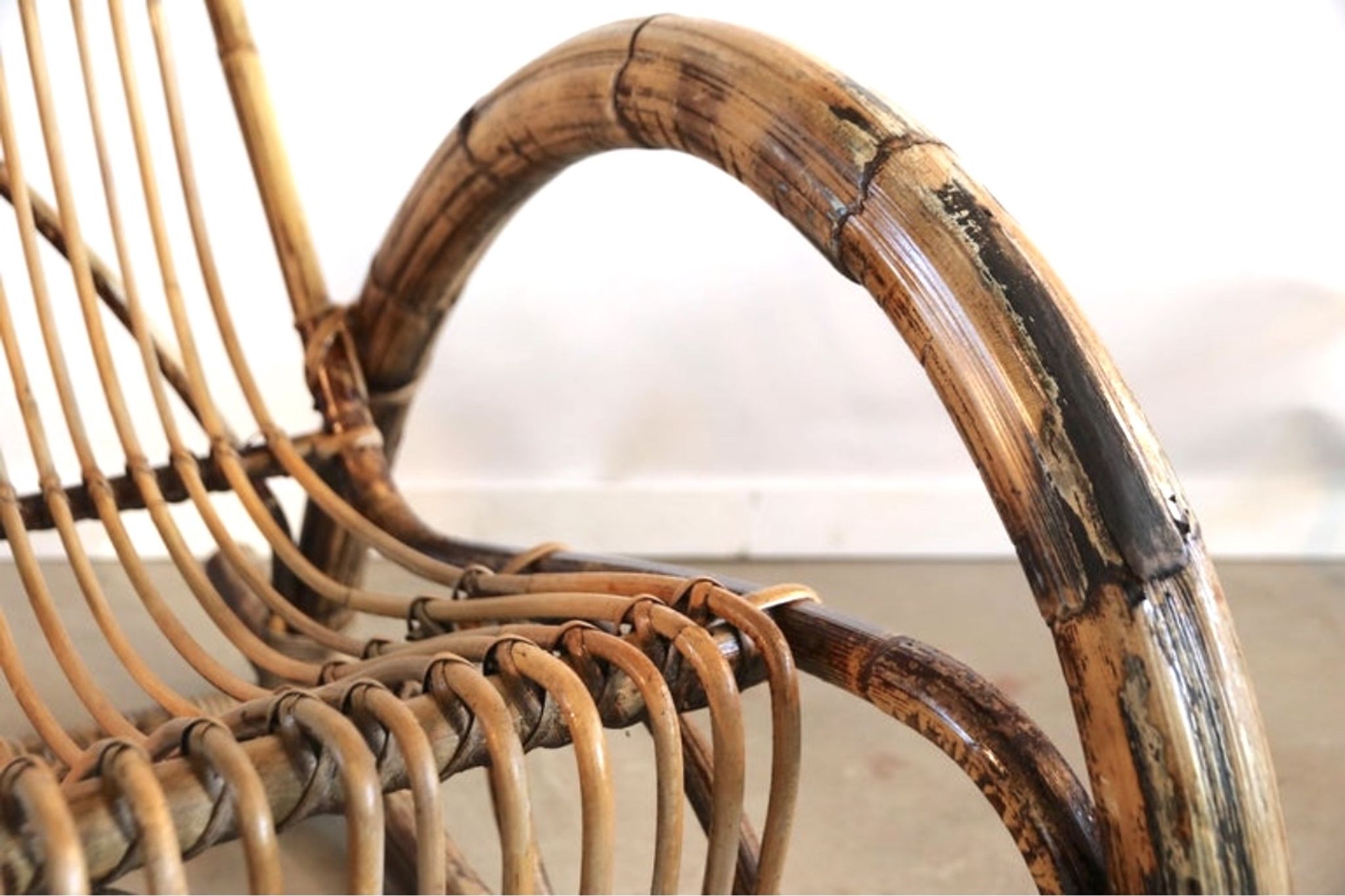 Rocking chair in bamboo and rattan, 1950
