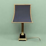Vintage table lamp in gold brass and black marble