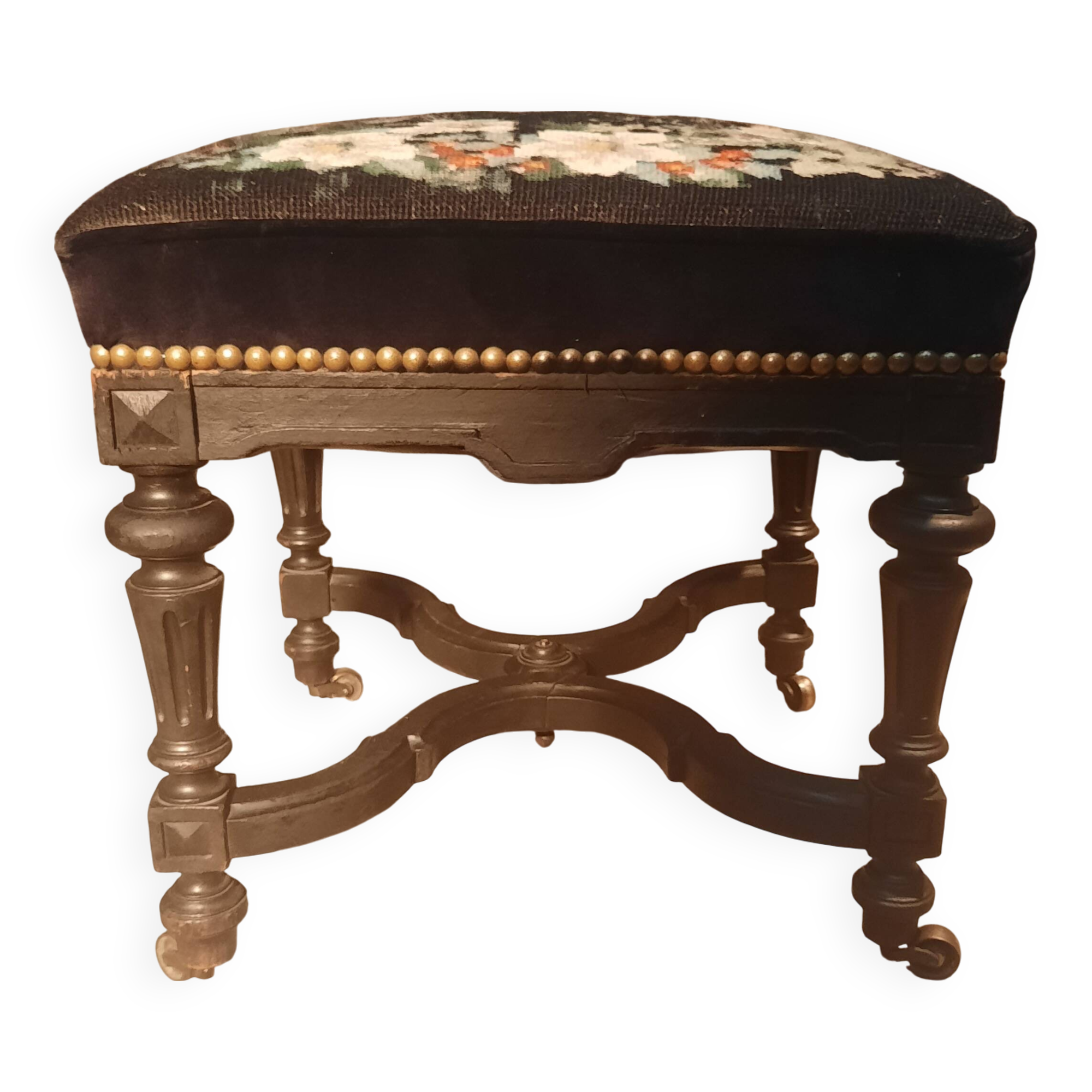 Blackened turned wooden stool '1900'