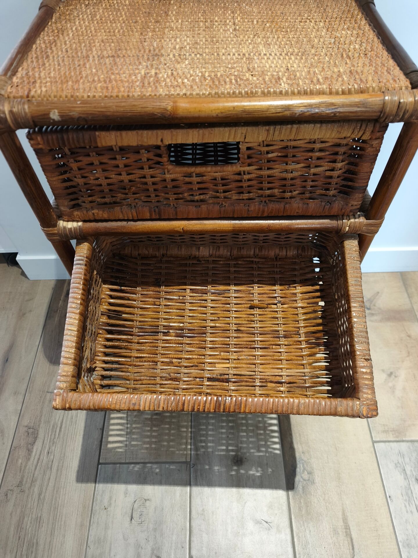 Rattan wicker drawer unit