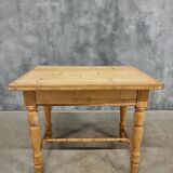 Antique pine table, folding and rotating